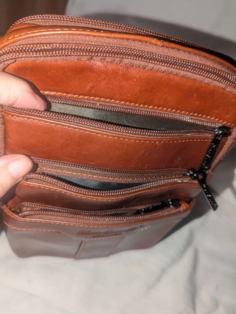 Xiao Duo Li Leather Crossbody Bag for Men - Brown